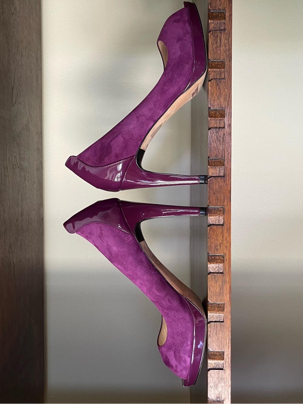 Cole Haan NikeAir Purple Suede Peep Toe Platform Pumps Heels Size 8B - Picture 7 of 11